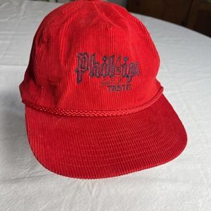Vtg Embroidered￼ Phillips I’ve Got Taste red corduroy hat Snapback Old Man Cap